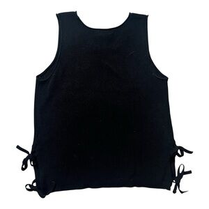 Time and Tru Women's Semi-Fitted Side Tie Ribbed Sweater Tank Top in Black Small